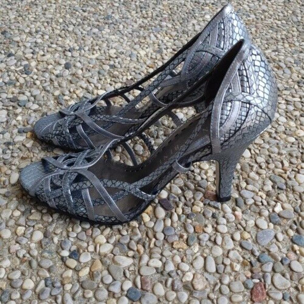 Gianni Bini Heels - Silver Scale Open Toe Heels - Size 7 - Worn Once